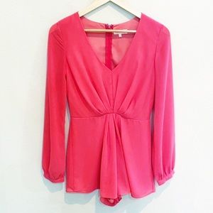 Nameless Pink Long Sleeve Pleated Romper
